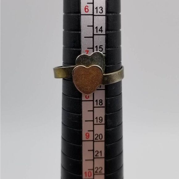 Silver tone double twin heart ring adjustable size‎ R142 - Picture 1 of 5